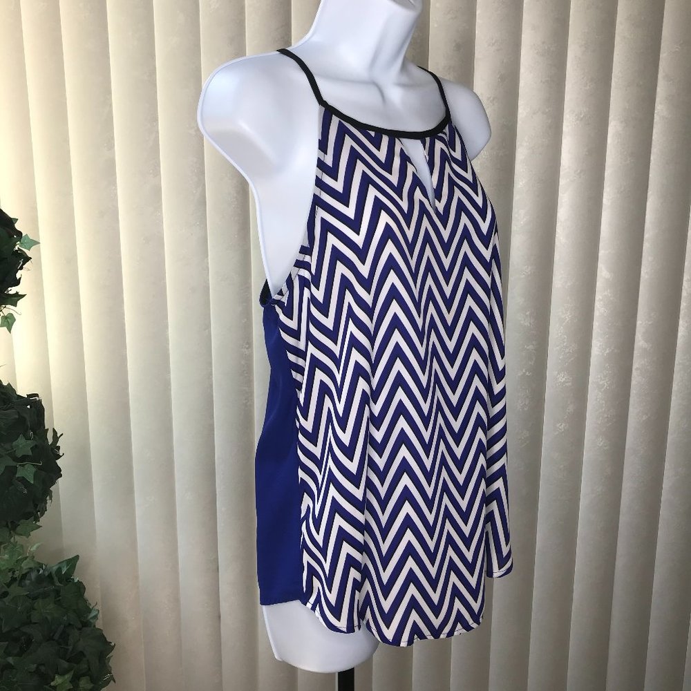 Ro & De Patterned Tank Top | Blue/Wht/Blk | Small - Picture 4 of 10